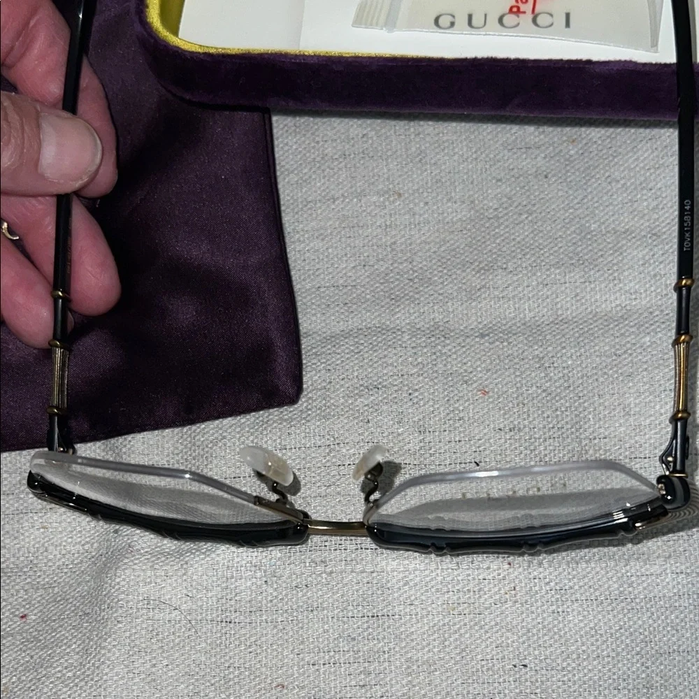 Gucci Black and Gold Eyeglasses with Case
